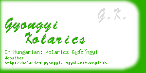 gyongyi kolarics business card